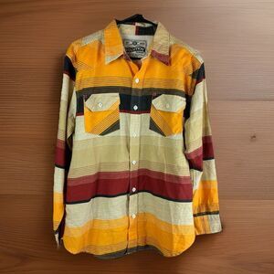 Evolution Fine Quality Men’s Striped Long Sleeve Cotton Button Up Shirt Size L